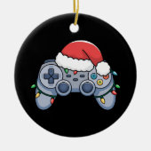 Videogame Controller Kerst Santa Hoed Gamer Keramisch Ornament (Voorkant)