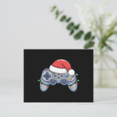 Videogame Controller Kerstman Kerstmuts Gamer Briefkaart (Staand voorkant)