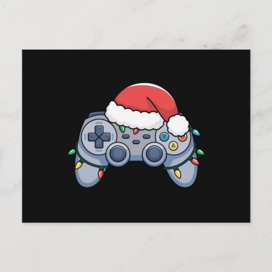 Videogame Controller Kerstman Kerstmuts Gamer Briefkaart (Voorkant)