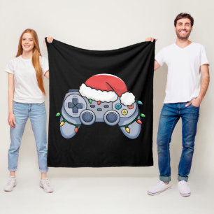 Videogame Controller Kerstman Kerstmuts Gamer Fleece Deken