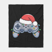 Videogame Controller Kerstman Kerstmuts Gamer Fleece Deken (Voorkant)