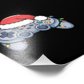 Videogame Controller Kerstman Kerstmuts Gamer Foto Afdruk (Hoek)
