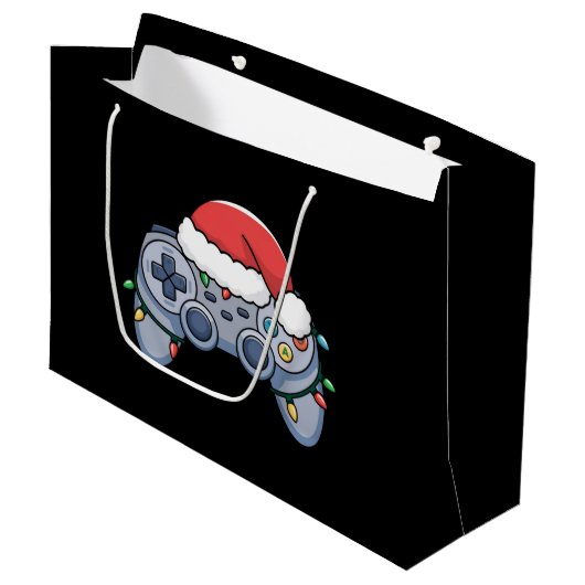 Videogame Controller Kerstman Kerstmuts Gamer Groot Cadeauzakje (Voorkant Gekanteld)