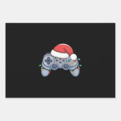 Videogame Controller Kerstman Kerstmuts Gamer Inpakpapier Vel (Voorkant)
