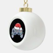 Videogame Controller Kerstman Kerstmuts Gamer Keramische Bal Ornament (Rechts)