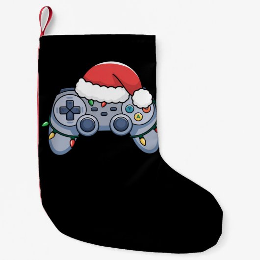 Videogame Controller Kerstman Kerstmuts Gamer Kleine Kerstsok (Voorkant)
