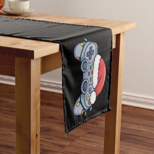 Videogame Controller Kerstman Kerstmuts Gamer Korte Tafelloper (Voorbeeld)