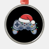 Videogame Controller Kerstman Kerstmuts Gamer Metalen Ornament (Voorkant)