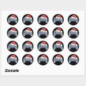 Videogame Controller Kerstman Kerstmuts Gamer Ronde Sticker (Vel)