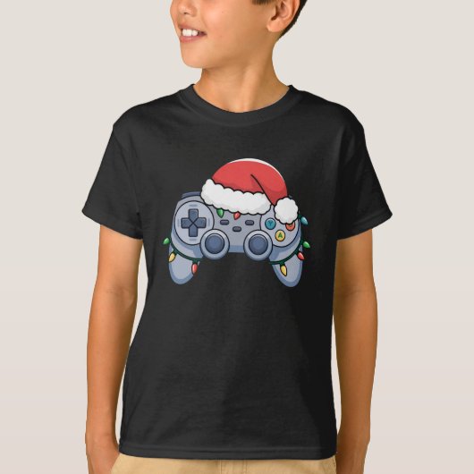 Videogame Controller Kerstman Kerstmuts Gamer T-shirt (Voorkant)