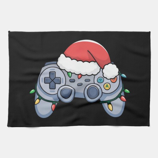 Videogame Controller Kerstman Kerstmuts Gamer Theedoek (Horizontaal)