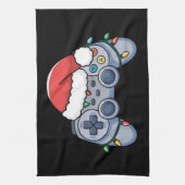 Videogame Controller Kerstman Kerstmuts Gamer Theedoek (Verticaal)