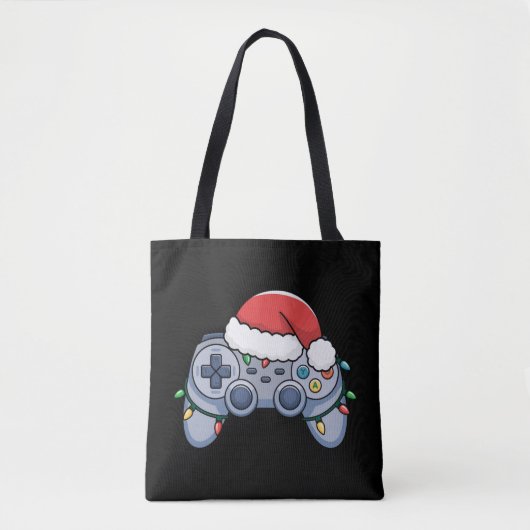 Videogame Controller Kerstman Kerstmuts Gamer Tote Bag (Voorkant)