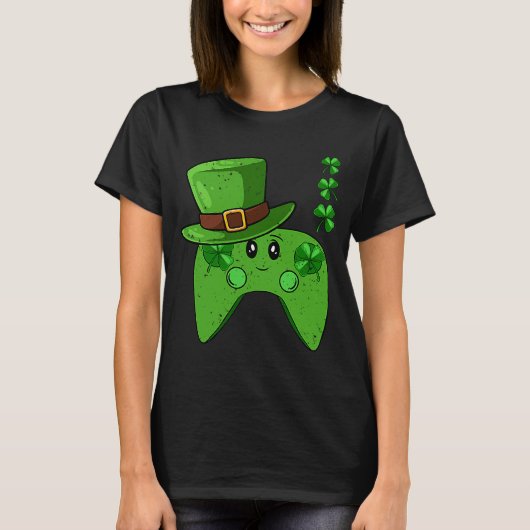 Videogame Controller Shamrock St Patricks Day Gam T-shirt (Voorkant)