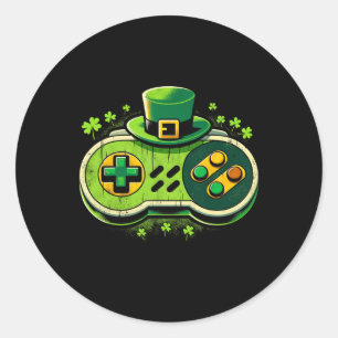Videogame Controller St. Paddys Gamer Boys Ronde Sticker