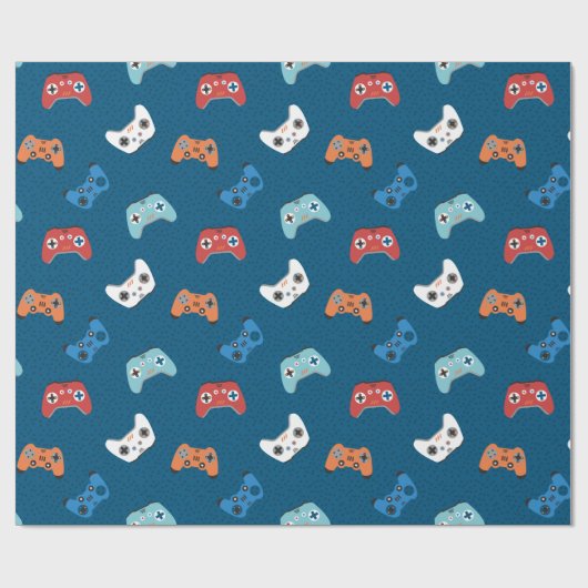 videogame controllers donkerblauw cadeaupapier (Vlak)