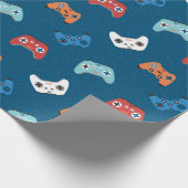 videogame controllers donkerblauw cadeaupapier (Hoek)