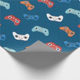 videogame controllers donkerblauw cadeaupapier