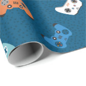 videogame controllers donkerblauw cadeaupapier (Rol Hoek)