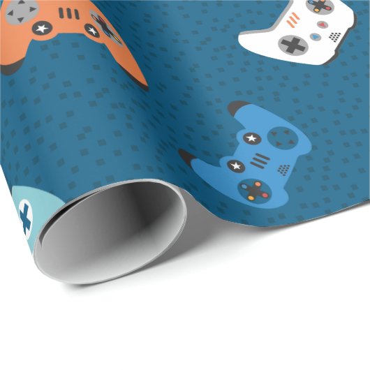 videogame controllers donkerblauw cadeaupapier (Rol Hoek)