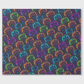 videogame controllers neon cadeaupapier (Vlak)