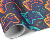 videogame controllers neon cadeaupapier (Rol Hoek)