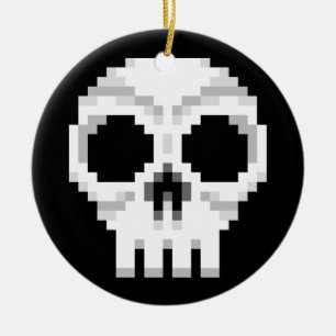 Videogame Death Skull - Pixel Art Keramisch Ornament
