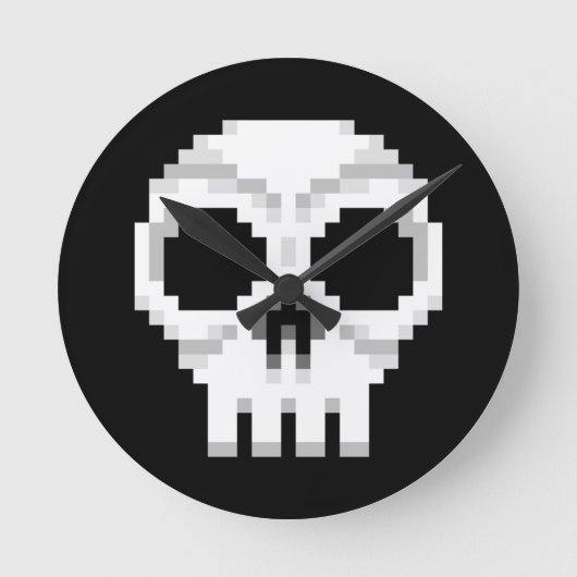 Videogame Death Skull - Pixel Art Ronde Klok (Voorkant)