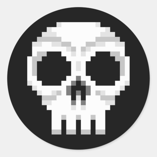 Videogame Death Skull - Pixel Art Ronde Sticker (Voorkant)