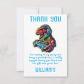 Videogame Dinosaur Gaming Verjaardagsfeest Bedankkaart (Voorkant)