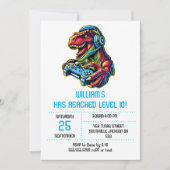 Videogame Dinosaur Gaming Verjaardagsfeest Kaart (Voorkant)