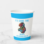 Videogame Dinosaur Gaming Verjaardagsfeest Papieren Bekers (Achterkant)