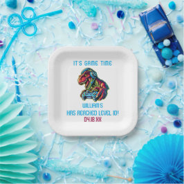 Videogame Dinosaur Gaming Verjaardagsfeest Papieren Bordje