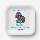 Videogame Dinosaur Gaming Verjaardagsfeest Papieren Bordje (Voorkant)
