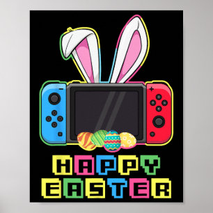 Videogame Easter Bunny Funny Gaming Controller Ga Poster