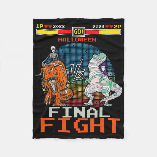 Videogame Halloween T-Rex Skeleton Mummy - Final Fleece Deken (Voorkant)