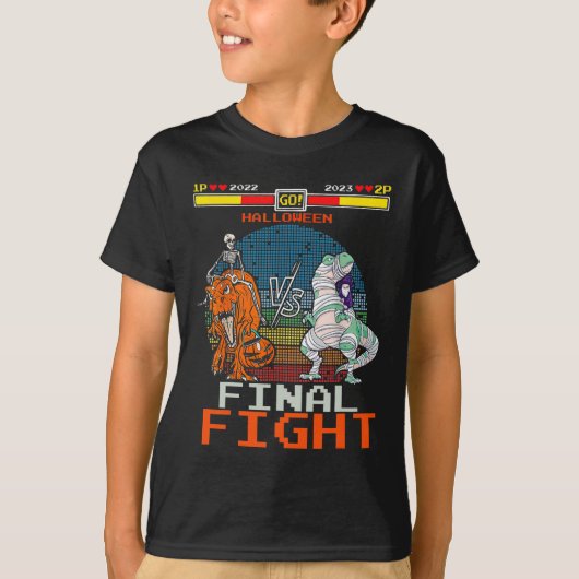 Videogame Halloween T-Rex Skeleton Mummy - Final T-shirt (Voorkant)
