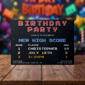 Videogame Hoge Score Retro 10e Verjaardagsfeest Kaart
