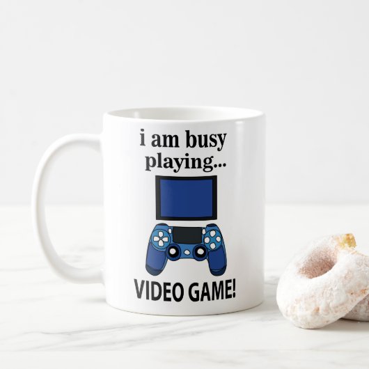 Videogame Ik ben druk met het spelen van videogame Koffiemok (Met donut)