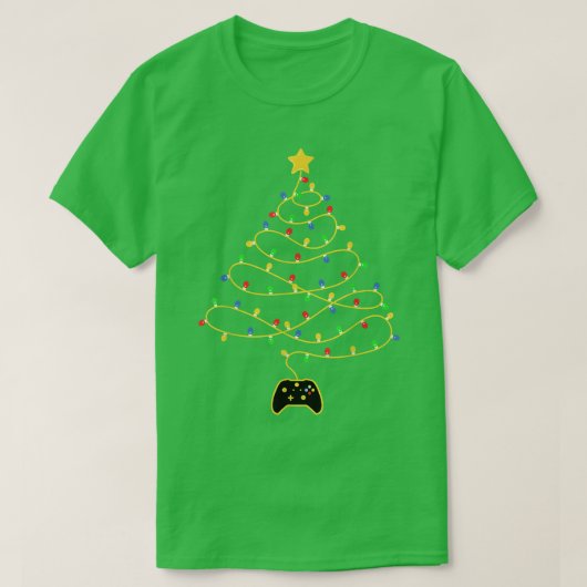 Videogame-kerstboomverlichting voor gamingcontroll t-shirt (Design voorkant)