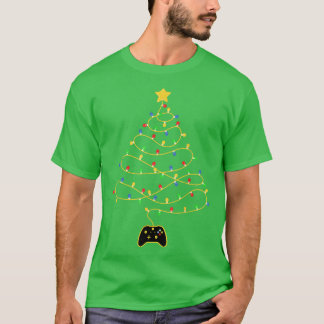 Videogame-kerstboomverlichting voor gamingcontroll t-shirt