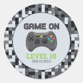 Videogame Level Up Controller Verjaardagsfeestje Ronde Sticker