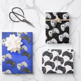 Videogame met kleurrijke gamer inpakpapier vel