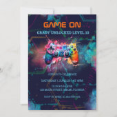 Videogame Neon Game On Level Up Kaart (Voorkant)