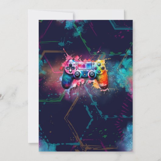 Videogame Neon Game On Level Up Kaart (Achterkant)