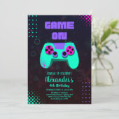 Videogame Neon Game On Level Up Kaart (Staand voorkant)