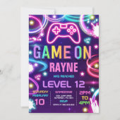 Videogame Neon Game On Level Up Kaart (Voorkant)