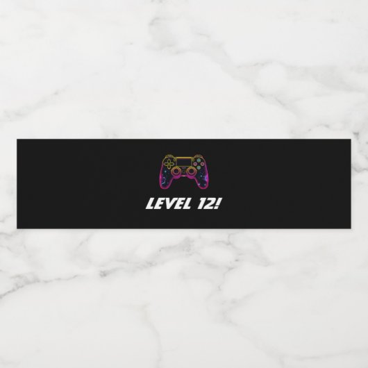 Videogame Niveau Omhoog Gamer Neon Waterfles Etiket (Enkel label)