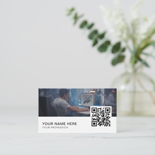 Videogame ontwerper QR Code Visitekaartje (Staand voorkant)