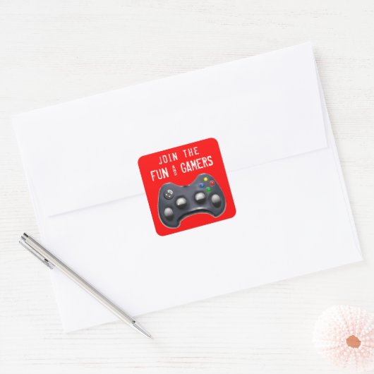 videogame-partij vierkante sticker (Envelop)
